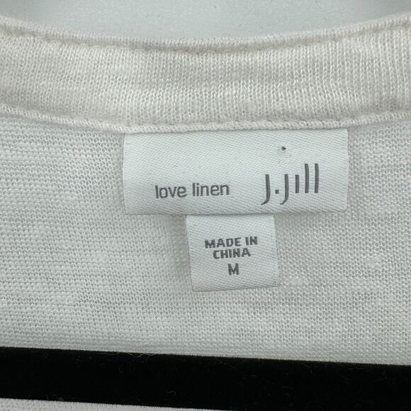 J. JILL Love Linen Pure Linen White Burnout Button Down Top Size M - Picture 4 of 5